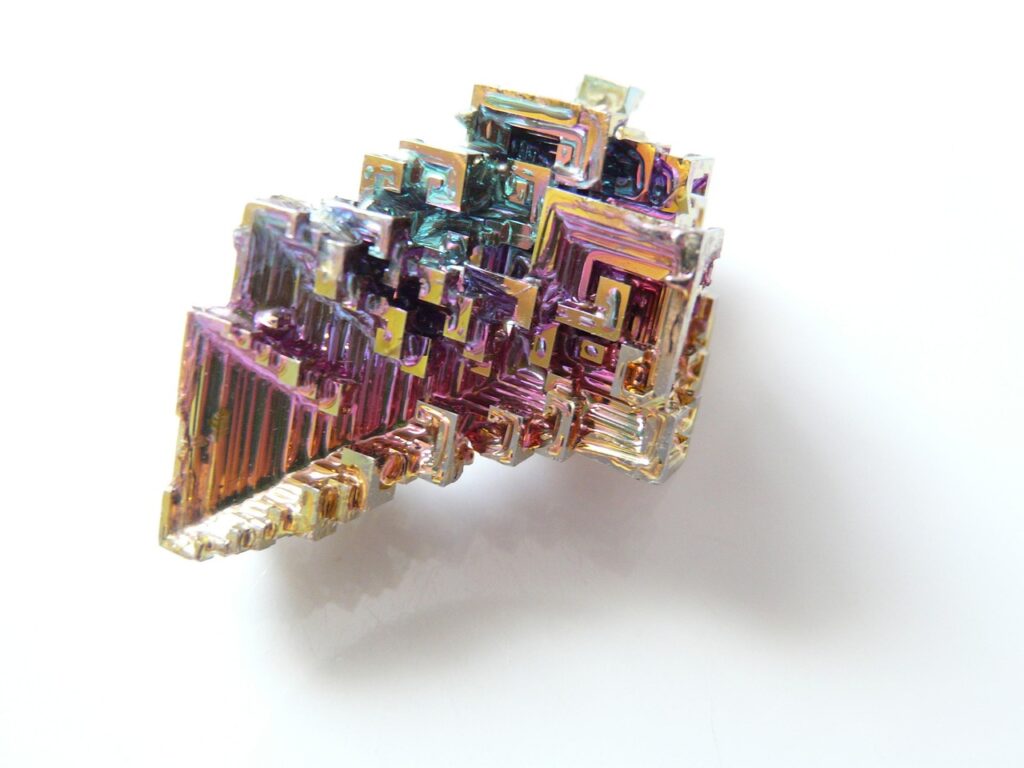 Bismuth mineral crystal cluster