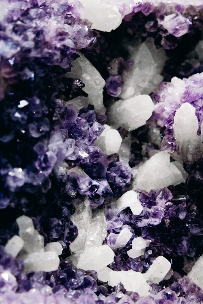 purple and white crystal formation